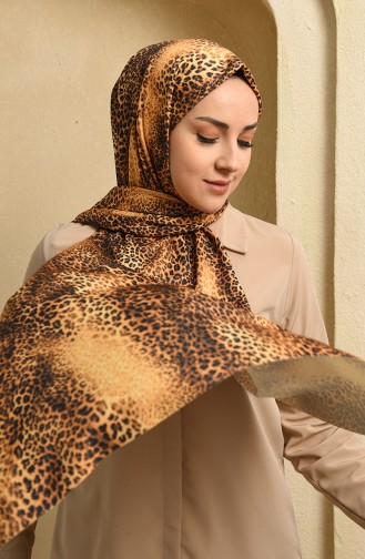 Leopar Desenli Penye Şal 5108-01 Sarı