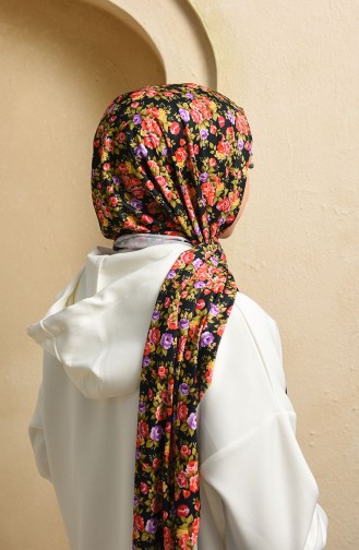 Desenli Penye Şal 5109-01 Siyah