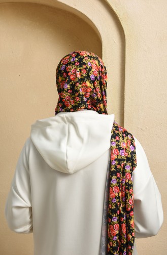 Desenli Penye Şal 5109-01 Siyah