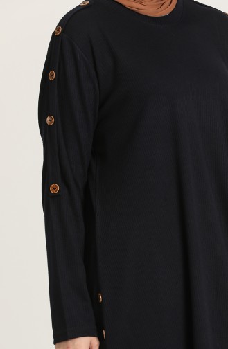 Büyük Beden Düğme Detaylı Tunik Pantolon İkili Takım 2680-07 Lacivert