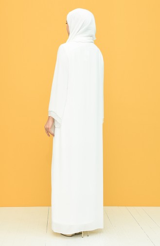 White Hijab Evening Dress 6227-09