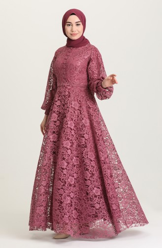 Dusty Rose Hijab Evening Dress 5477-04