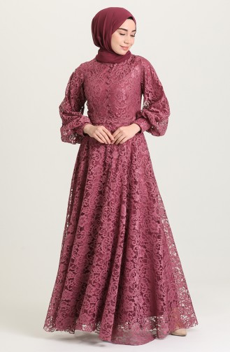 Dusty Rose Hijab Evening Dress 5477-04