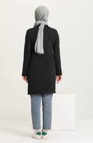 Baskılı Örme Tunik 3265-03 Siyah
