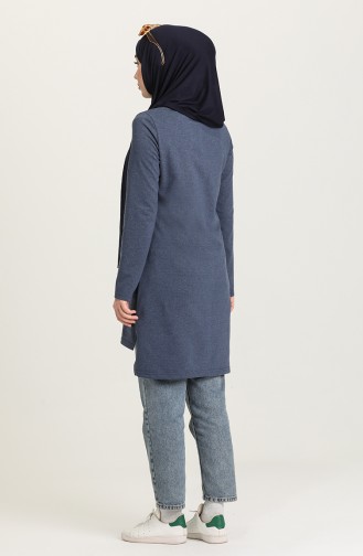Baskılı Örme Tunik 3265-11 İndigo