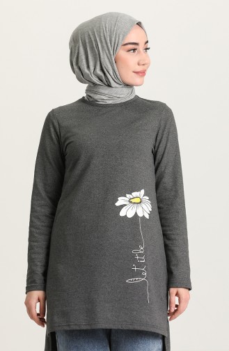 Baskılı Örme Tunik 3267-12 Füme