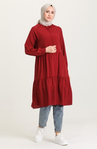 Fırfır Detaylı Patlı Tunik 5298-08 Bordo