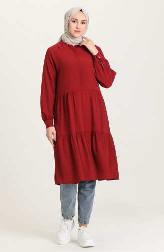 Fırfır Detaylı Patlı Tunik 5298-08 Bordo