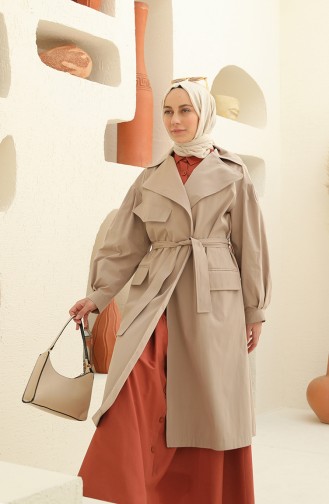 Beige Trench Coats Models 0111-01