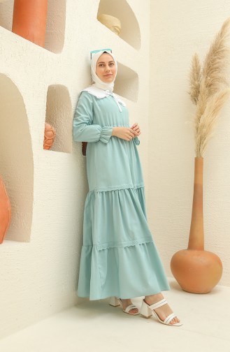Unreife Mandelgrün Hijab Kleider 4352-02