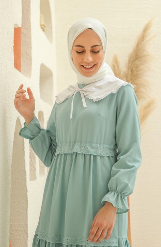 Unreife Mandelgrün Hijab Kleider 4352-02