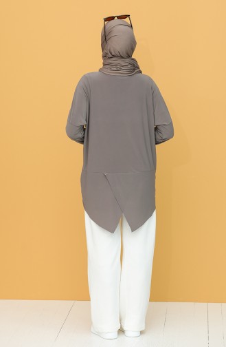Yarasa Kol Asimetrik Tunik 5364-07 Koyu Vizon