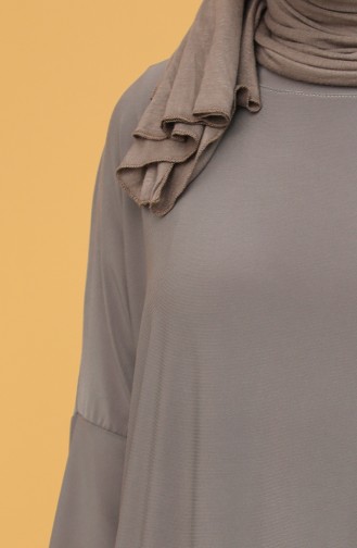 Yarasa Kol Asimetrik Tunik 5364-07 Koyu Vizon