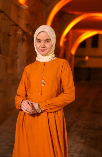 Mustard Hijab Dress 8300-07