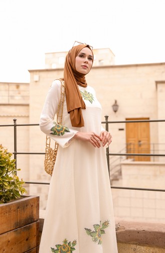 Creme Hijab Kleider 22210-01