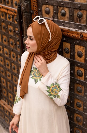 Creme Hijab Kleider 22210-01