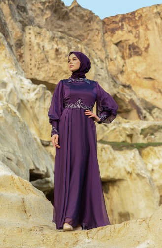 Purple Hijab Evening Dress 52779-04