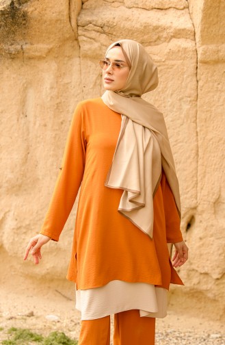 Tunik Pantolon İkili Takım 6553-01 Taba