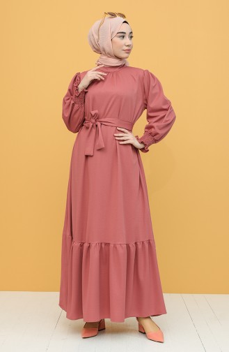 Beige-Rose Hijab Kleider 1418-05