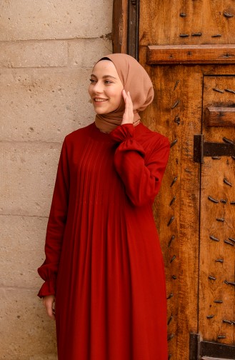Weinrot Hijab Kleider 8324-04