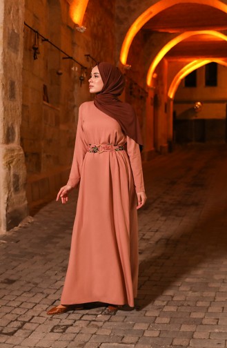 Beige-Rose Hijab Kleider 8325-04