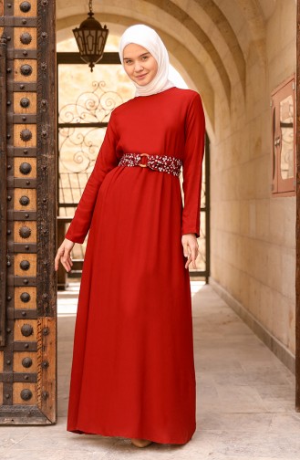 Claret Red Hijab Dress 8325-05