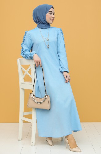 Light Blue Hijab Dress 7064-10
