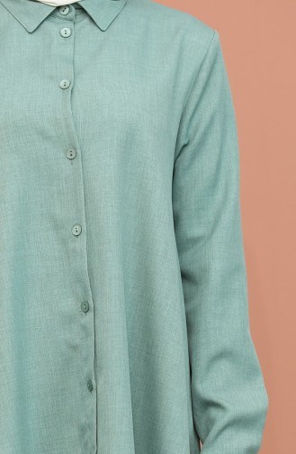 Düğme Detaylı Tunik Pantolon İkili Takım 2215-01 Mint Yeşili