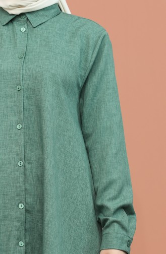 Düğme Detaylı Tunik Pantolon İkili Takım 1417-06 Zümrüt Yeşili