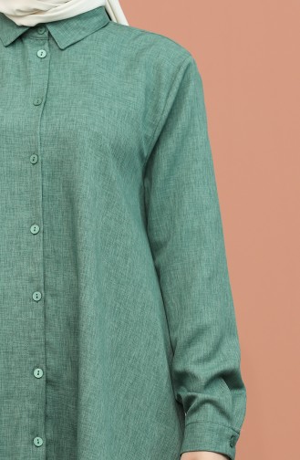 Düğme Detaylı Tunik Pantolon İkili Takım 1417-06 Zümrüt Yeşili