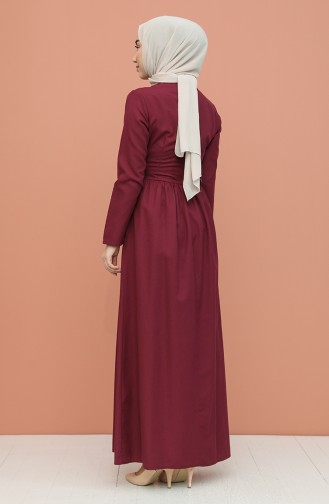 Plum Hijab Dress 7281-10