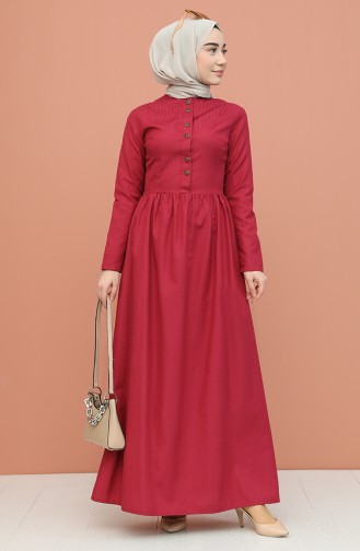 Dark Fuchsia Hijab Dress 7281-17