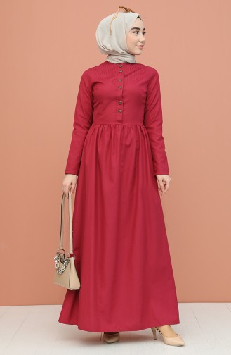 Dark Fuchsia İslamitische Jurk 7281-17