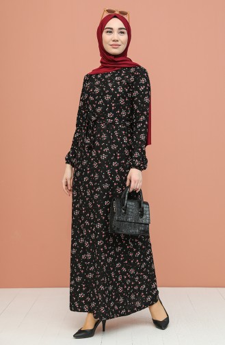 Schwarz Hijab Kleider 0398-01