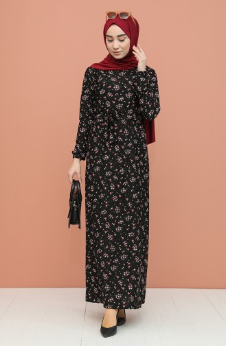 Schwarz Hijab Kleider 0398-01