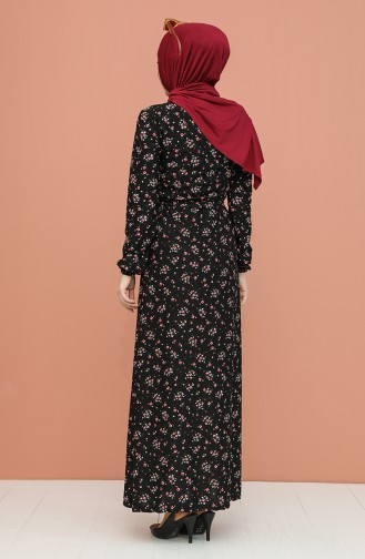 Schwarz Hijab Kleider 0398-01