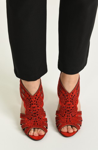 Bayan Topuklu Ayakkabı Y11-6-09 Kırmızı Süet