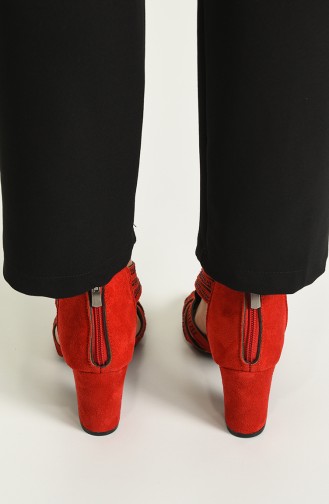 Bayan Topuklu Ayakkabı Y11-6-09 Kırmızı Süet
