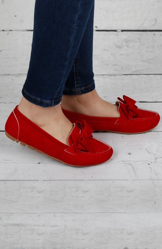حذاء مسطح أحمر 0104-09