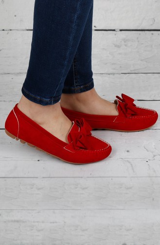 Velvet Flat Shoe  0104-09 Red 0104-09