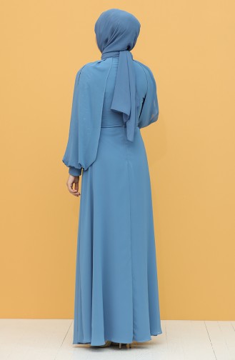 Indigo Hijab Evening Dress 4861-02