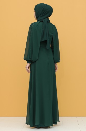 فساتين سهرة بتصميم اسلامي أخضر زمردي 4861-03