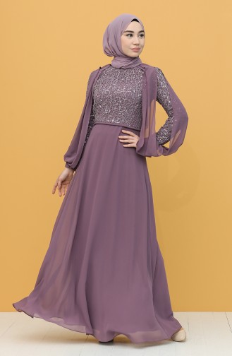 Dusty Rose Hijab Evening Dress 4861-04