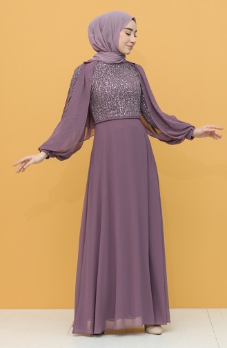 Dusty Rose Hijab Evening Dress 4861-04