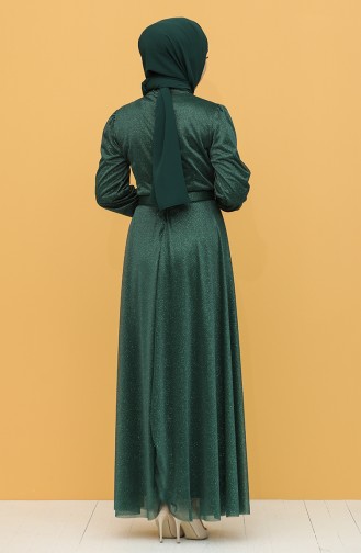 Emerald Green Hijab Evening Dress 1023-02