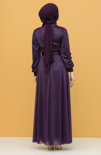 Purple Hijab Evening Dress 1023-07