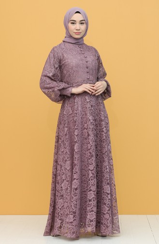 Violet Hijab Evening Dress 5477-01