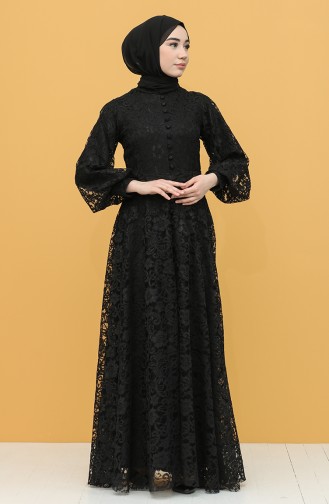 Black Hijab Evening Dress 5477-02