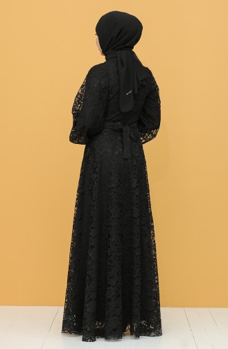 Black Hijab Evening Dress 5477-02
