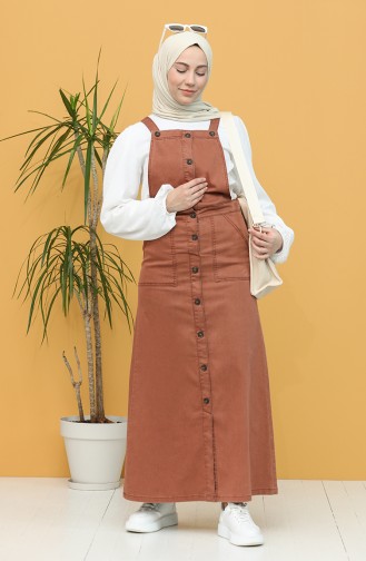 Ziegelrot Hijab Kleider 3625-01